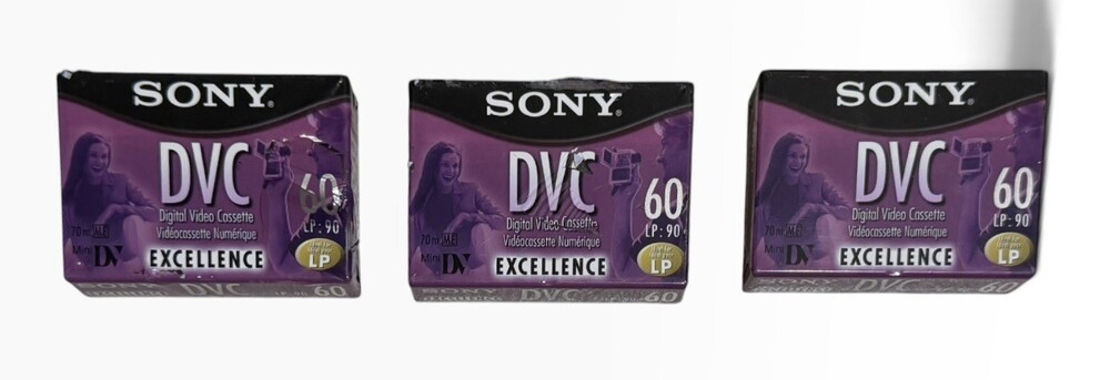 Sony Excellence MiniDV DVC Digital Tapes Lot of 3 – 60min / 90min LP – DVM60EXL